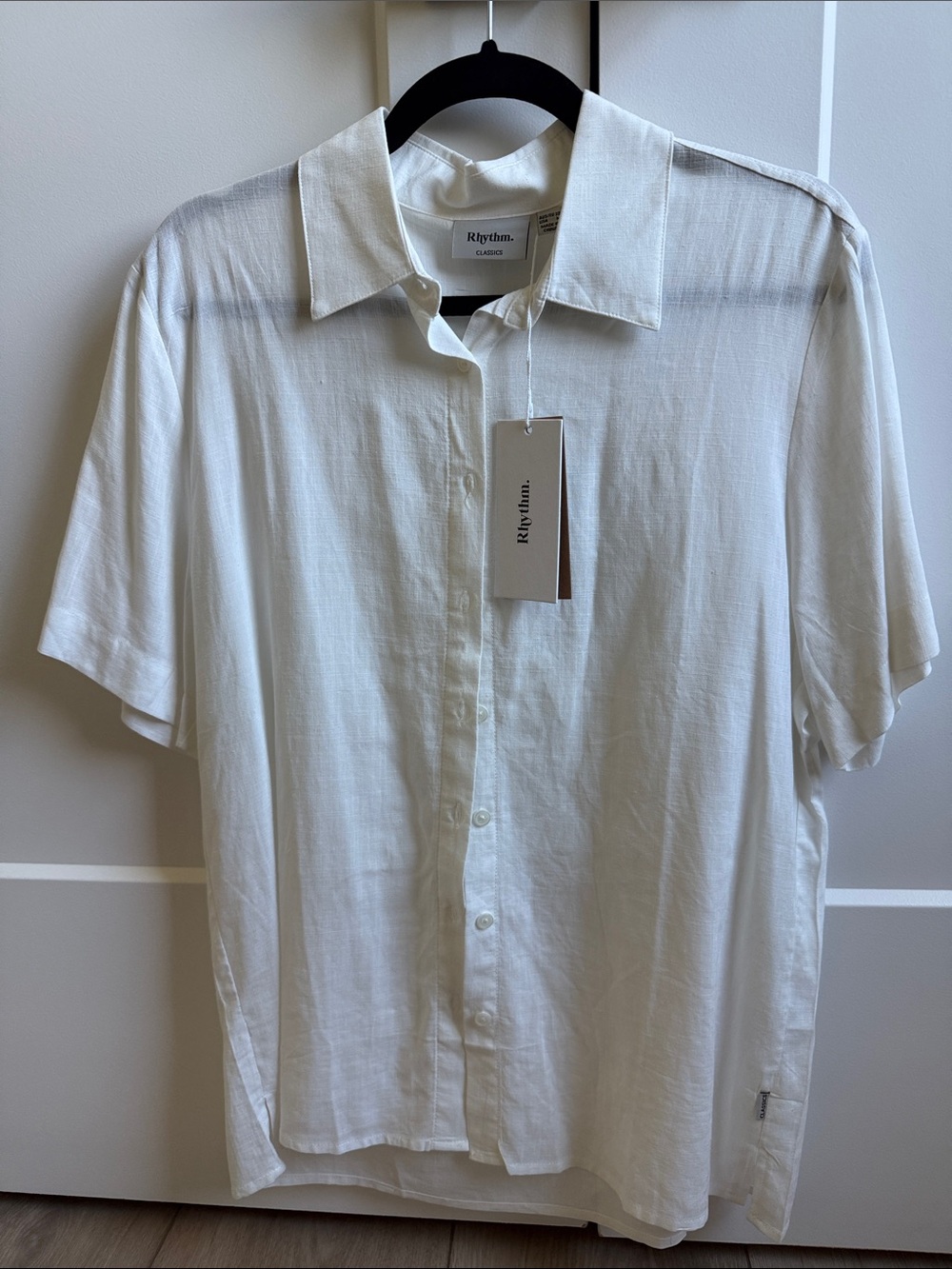Rhythm. White Short-Sleeve Casual Button-Down Shirt